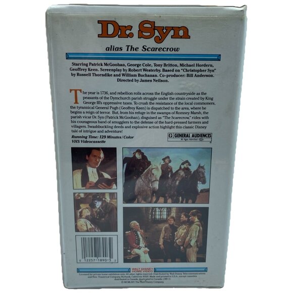 Walt Disney Dr. Syn Alias The Scarecrow VHS Clamshell Vintage Home Video 1964 - Picture 2 of 10